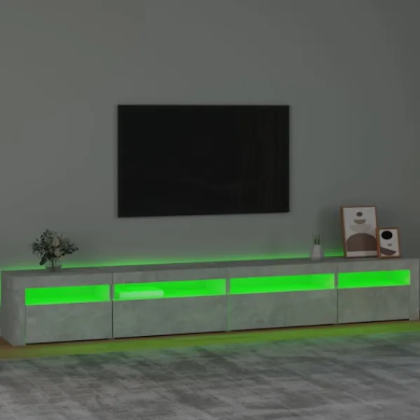 vidaXL Tv-Bänkar>Tv-bänk med LED-belysning betonggrå 270x35x40 cm