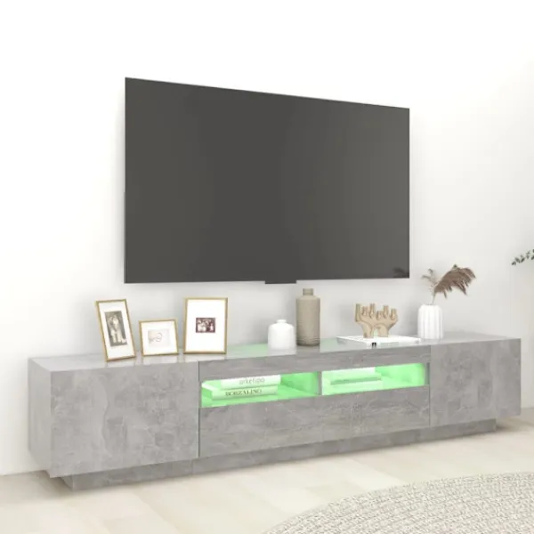 vidaXL Tv-Bänkar>TV-bänk med LED-belysning betonggrå 200x35x40 cm