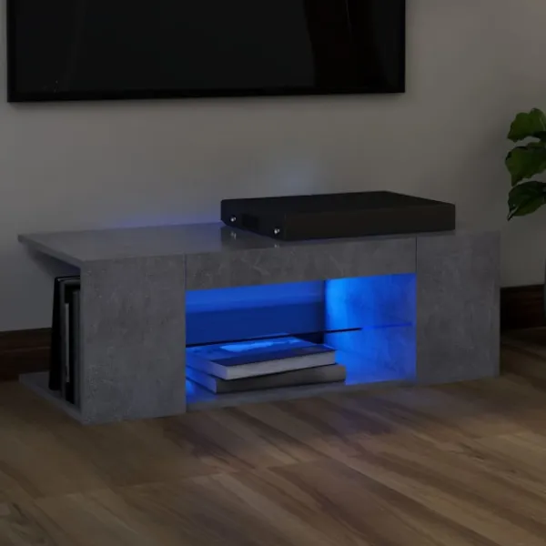 vidaXL Tv-Bänkar>TV-bänk med LED-belysning betonggrå 90x39x30 cm