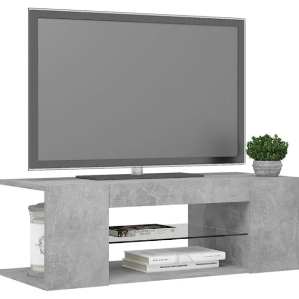 vidaXL Tv-Bänkar>TV-bänk med LED-belysning betonggrå 90x39x30 cm
