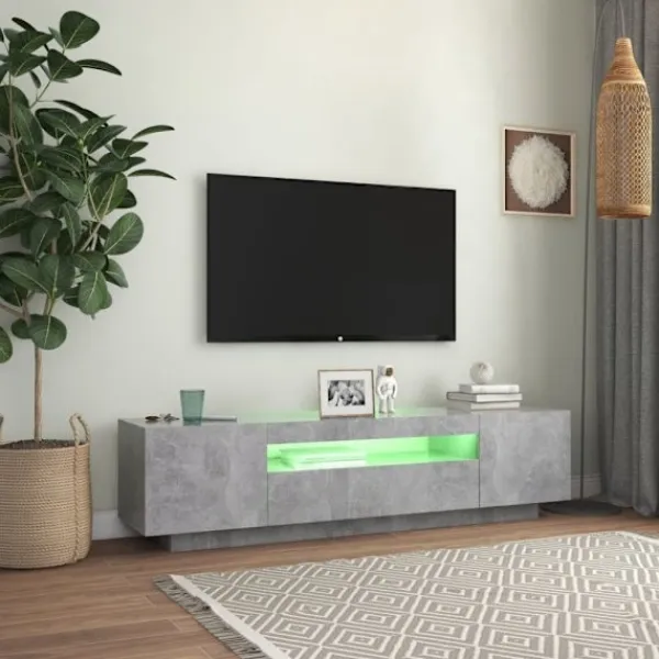 vidaXL Tv-Bänkar>TV-bänk med LED-belysning betonggrå 160x35x40 cm