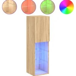 vidaXL Tv-Bänkar>Tv-bänk med LED-belysning sonoma-ek 30,5x30x102 cm