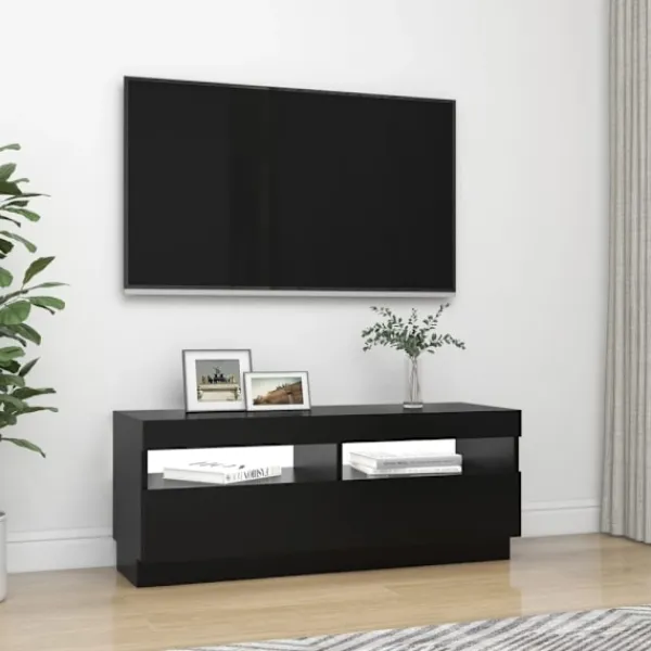 vidaXL Tv-Bänkar>TV-bänk med LED-belysning svart 100x35x40 cm