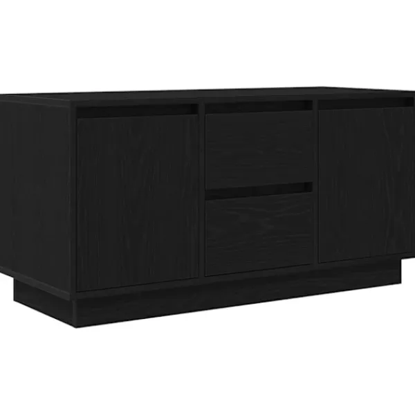 vidaXL Tv-Bänkar>TV-bänk med LED-lampor svart ek 100x41x50 cm