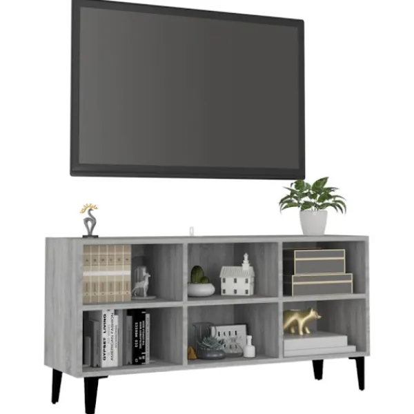 vidaXL Tv-Bänkar>Tv-bänk med metallben grå sonoma 103,5x30x50 cm