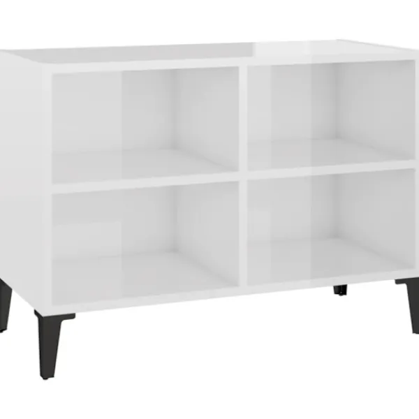 vidaXL Tv-Bänkar>TV-bänk med metallben vit högglans 69,5x30x50 cm