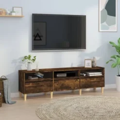 vidaXL Tv-Bänkar>Tv-bänk rökfärgad ek 150x30x44,5 cm konstruerat trä