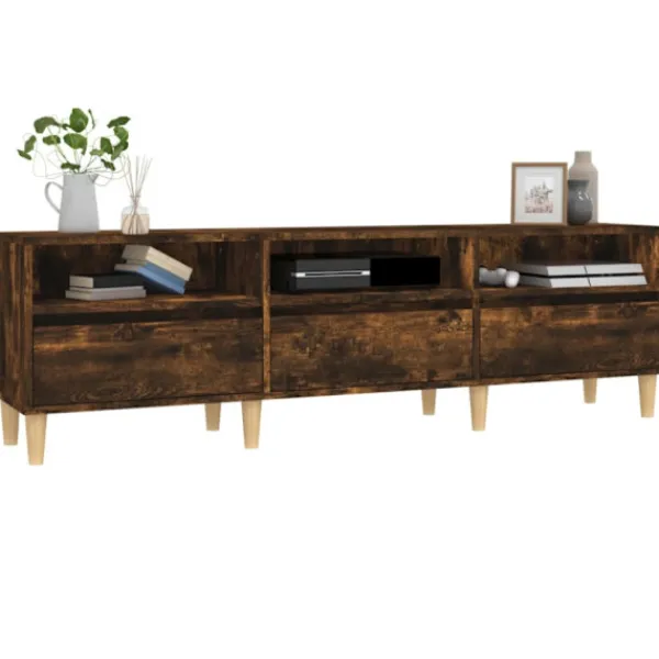 vidaXL Tv-Bänkar>Tv-bänk rökfärgad ek 150x30x44,5 cm konstruerat trä
