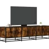 vidaXL Tv-Bänkar>Tv-bänk rökfärgad ek 150x35x41 cm konstruerat trä och metall