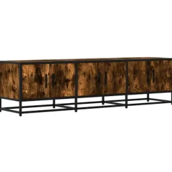 vidaXL Tv-Bänkar>Tv-bänk rökfärgad ek 150x35x41 cm konstruerat trä och metall