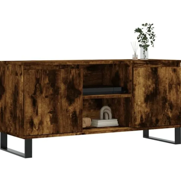 vidaXL Tv-Bänkar>Tv-bänk rökfärgad ek 104x35x50 cm konstruerat trä