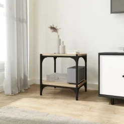 vidaXL Småbord>Tv-bänk sonoma-ek 40x33x41 cm konstruerat trä och stål