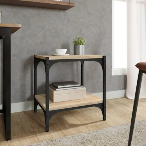 vidaXL Småbord>Tv-bänk sonoma-ek 40x33x41 cm konstruerat trä och stål