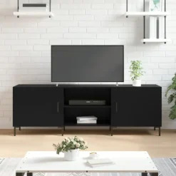 vidaXL Tv-Bänkar>Tv-bänk svart 150x30x50 cm konstruerat trä