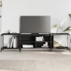 vidaXL Tv-Bänkar>Tv-bänk svart 203x37x50 cm konstruerat trä