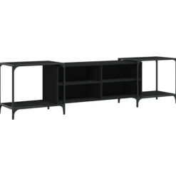 vidaXL Tv-Bänkar>Tv-bänk svart 203x37x50 cm konstruerat trä