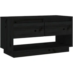 vidaXL Tv-Bänkar>Tv-bänk svart 74x34x40 cm massiv furu