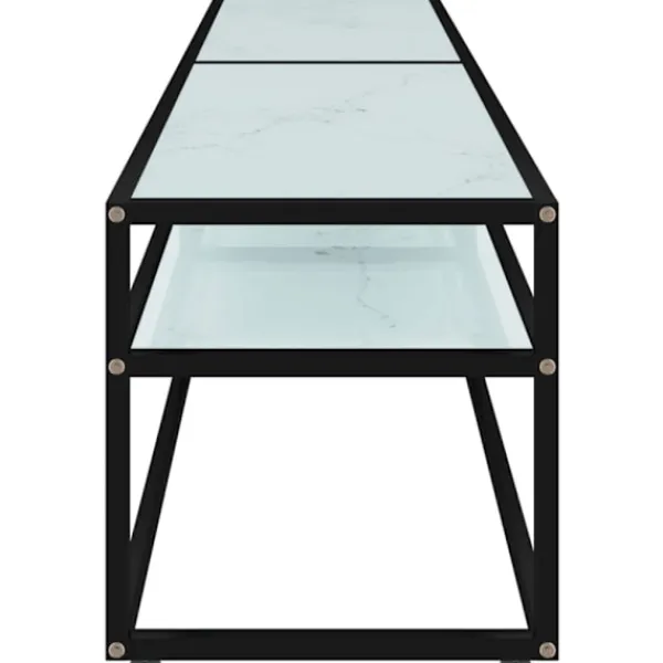 vidaXL Tv-Bänkar>Tv-bänk vit marmor 180x40x40,5 cm härdat glas