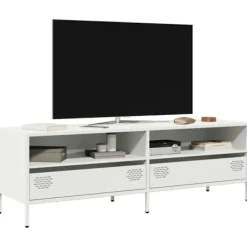 vidaXL Tv-Bänkar>Tv-bänk vit 135x39x43,5 cm kallvalsat stål