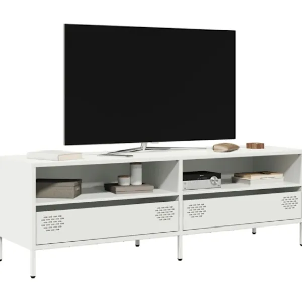 vidaXL Tv-Bänkar>Tv-bänk vit 135x39x43,5 cm kallvalsat stål