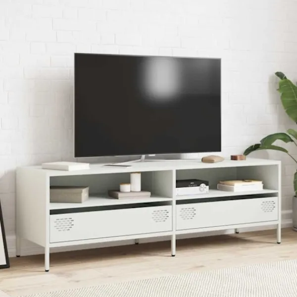 vidaXL Tv-Bänkar>Tv-bänk vit 135x39x43,5 cm kallvalsat stål