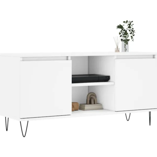 vidaXL Tv-Bänkar>Tv-bänk vit 104x35x50 cm konstruerat trä