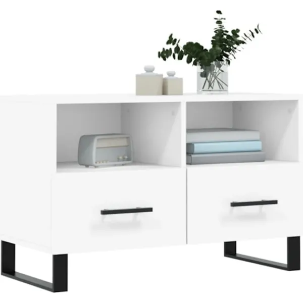 vidaXL Tv-Bänkar>Tv-bänk vit 80x36x50 cm konstruerat trä