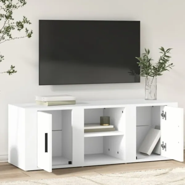 vidaXL Tv-Bänkar>Tv-bänk vit 100x31,5x35 cm konstruerat trä