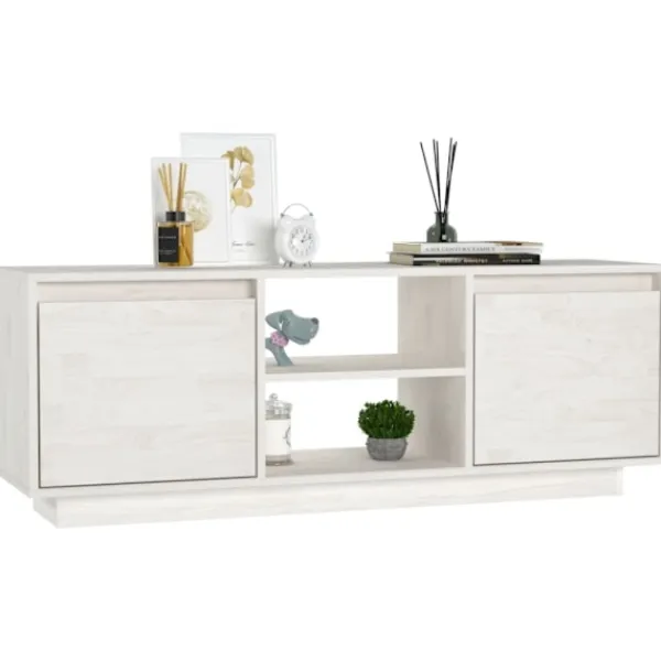 vidaXL Tv-Bänkar>Tv-bänk vit 110x30x40 cm massiv furu
