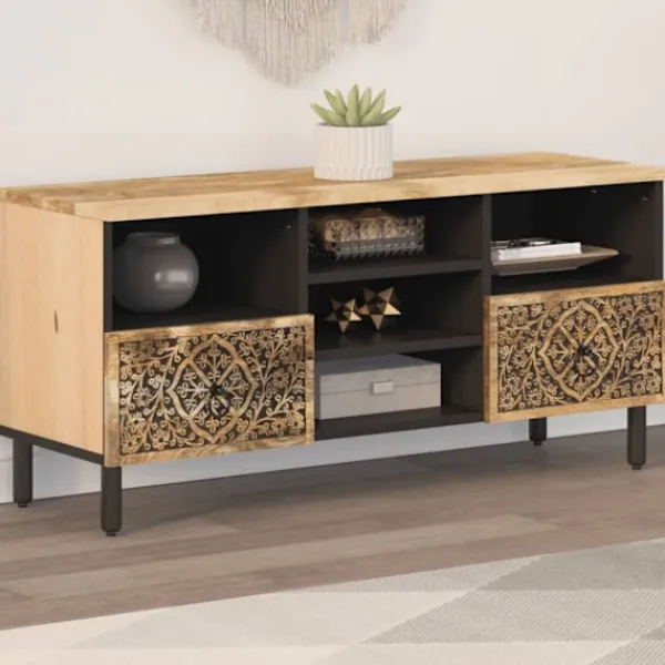 vidaXL Tv-Bänkar>Tv-bänk 100x33x46 cm massivt mangoträ