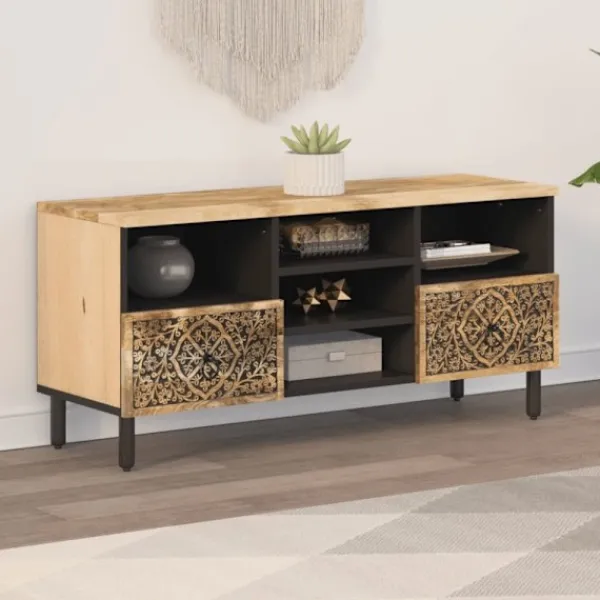 vidaXL Tv-Bänkar>Tv-bänk 100x33x46 cm massivt mangoträ