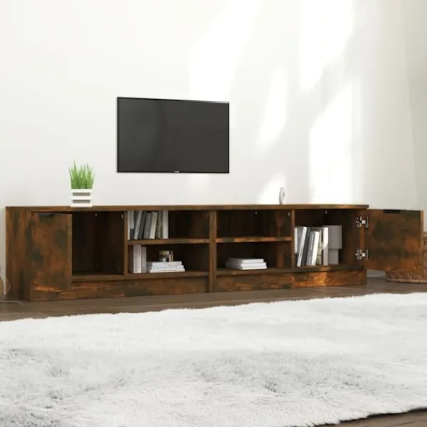 vidaXL Tv-Bänkar>Tv-bänkar 2 st rökfärgad ek 80x35x36,5 cm konstruerat trä