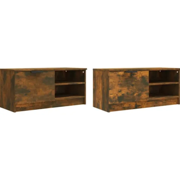 vidaXL Tv-Bänkar>Tv-bänkar 2 st rökfärgad ek 80x35x36,5 cm konstruerat trä