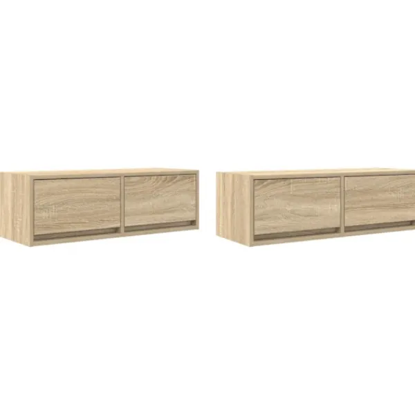 vidaXL Tv-Bänkar>TV-bänkar 2 st, Sonoma ek, 80x31x25,5 cm konstruerat trä