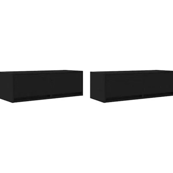vidaXL Tv-Bänkar>TV-bänkar 2 st svart ek 80x31x25,5 cm konstruerat trä