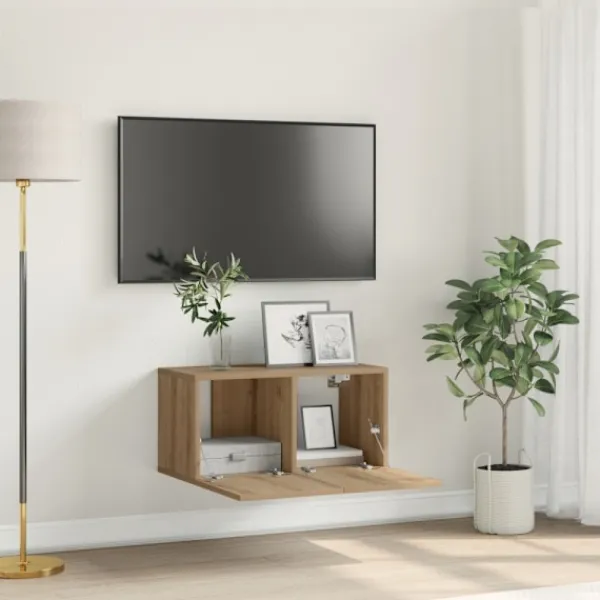 vidaXL Tv-Bänkar>TV-bänkset Väggmonterad Brun 60 x 30 x 30 cm Konstruerat trä