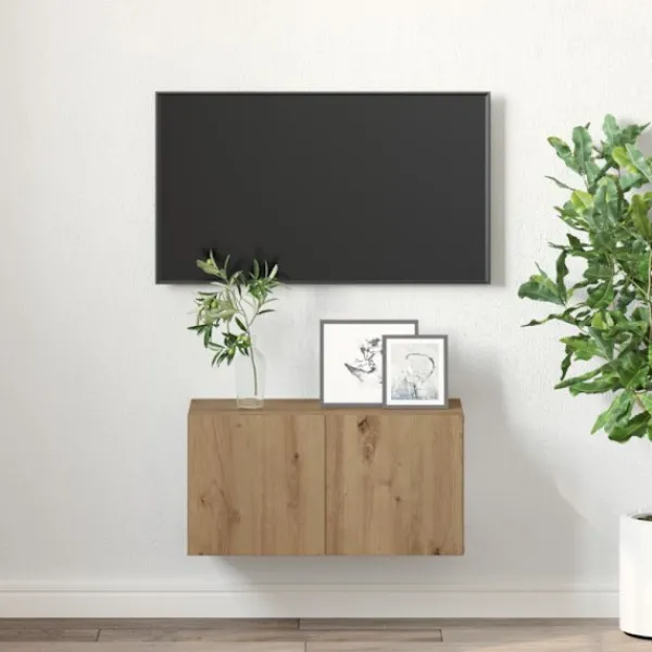 vidaXL Tv-Bänkar>TV-bänkset Väggmonterad Brun 60 x 30 x 30 cm Konstruerat trä