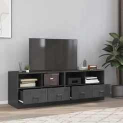 vidaXL Tv-Bänkar>TV-skåp 2 st antracit 67x39x44 cm stål