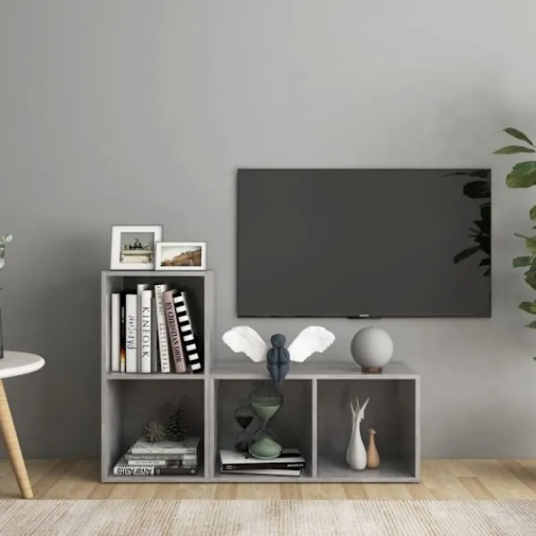 vidaXL Tv-Bänkar>TV-skåp 2 st betonggrå 72x35x36,5 cm konstruerat trä