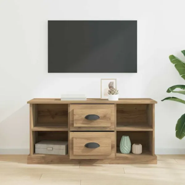 vidaXL Tv-Bänkar>TV-skåp med låda Artisan Ek 99,5 x 35,5 x 48 cm Konstruerat trä