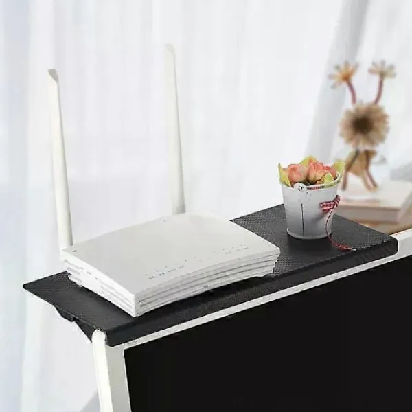 Hyllor>TV-skärm Topp Förvaringshya Justerbar Datorskärm Skrivbordsskärm Topp Förvaringsstä Router Hya Stä Hemorganisatör