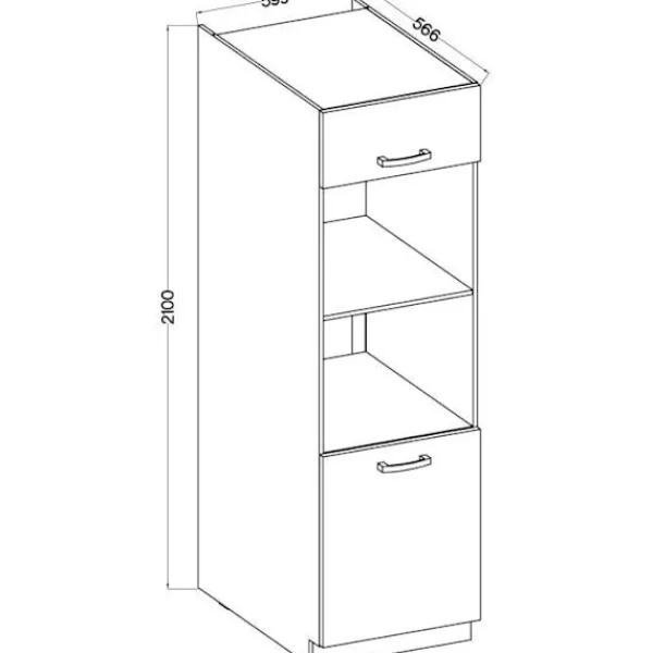Skåp>Ugnspelarskåp med 2 gångjärnsdörrar - - L 60 x D 57 x H 210 cm - LASSEN