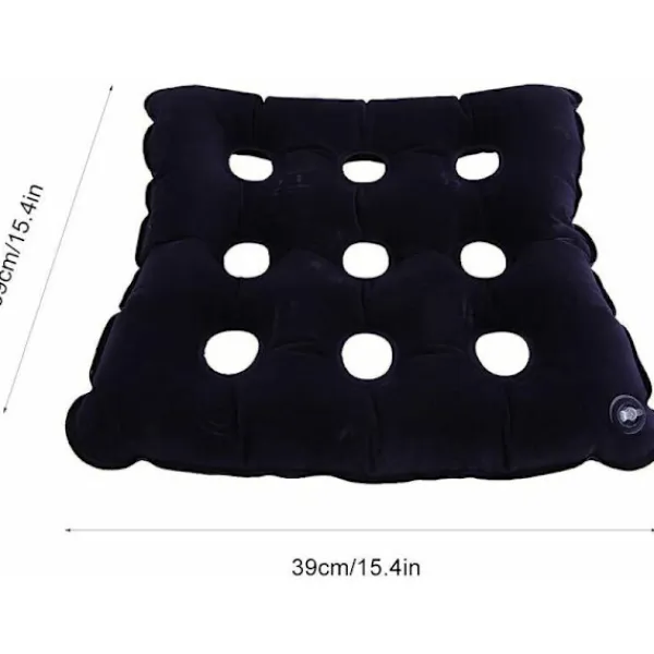 Sittpuffar>Uppblåsbar sits, fyrkantig sits, andningsbar sits, rullstol eller hushållbar bärbar sits (svart och blå, pump)
