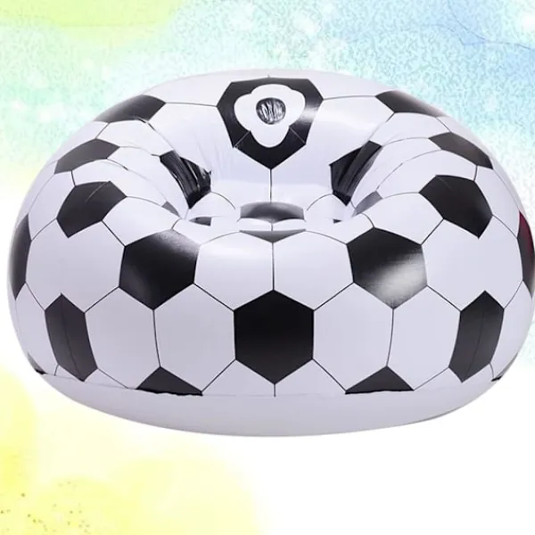 Sittsäckar>Uppblåsbar soffa Uppblåsbar flockad lat soffa sittsäck fotbollsdesign Uppblåsbar stol Fotboll Luftblås Strandstol för utomhusbruk Ute Inne