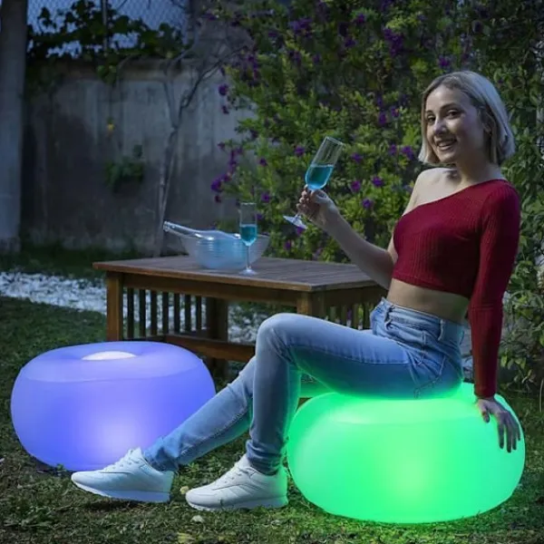 INNOVAGOODS Sittsäckar>Uppblåsbar stol - - Rund - LED - Vattentålig - Bärbar