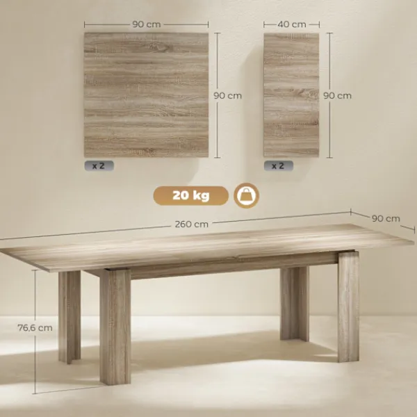 Northio Matbord>Utdragbart matbord, 180-260 cm, stolar 6-10, trä