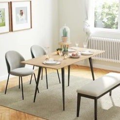Northio Matbord>Utdragbart matbord 120/160 x 75 cm köksbord för 6-8 personer, modernt matsalsbord med stålben, natur