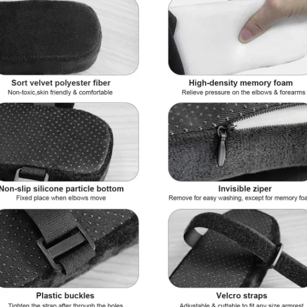 Stolar>Vadderade Armstöd / Armstödskuddar för Stolar Svart 2-pack