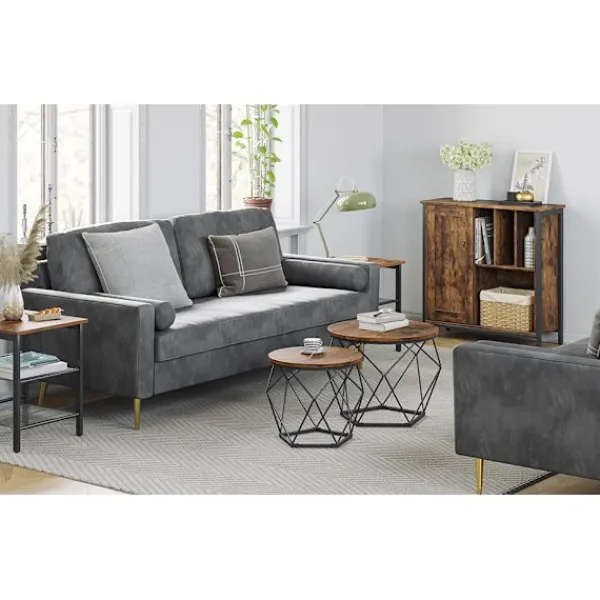 Valora Småbord>Rustika Bruna Soffbord Set om 2 med Stålram | Loft-stil