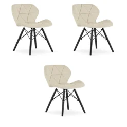 Valora Fåtöljer>WAKO sammetsfåtölj - Modern beige design med svarta ben x 3